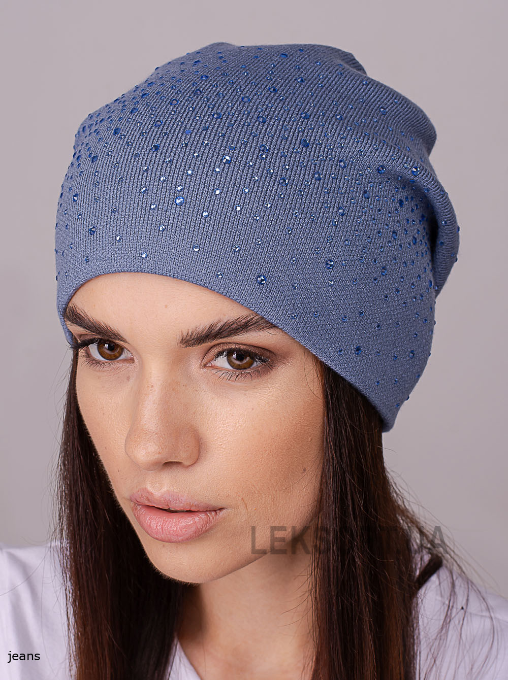 Women's cap with rhinestones Denim