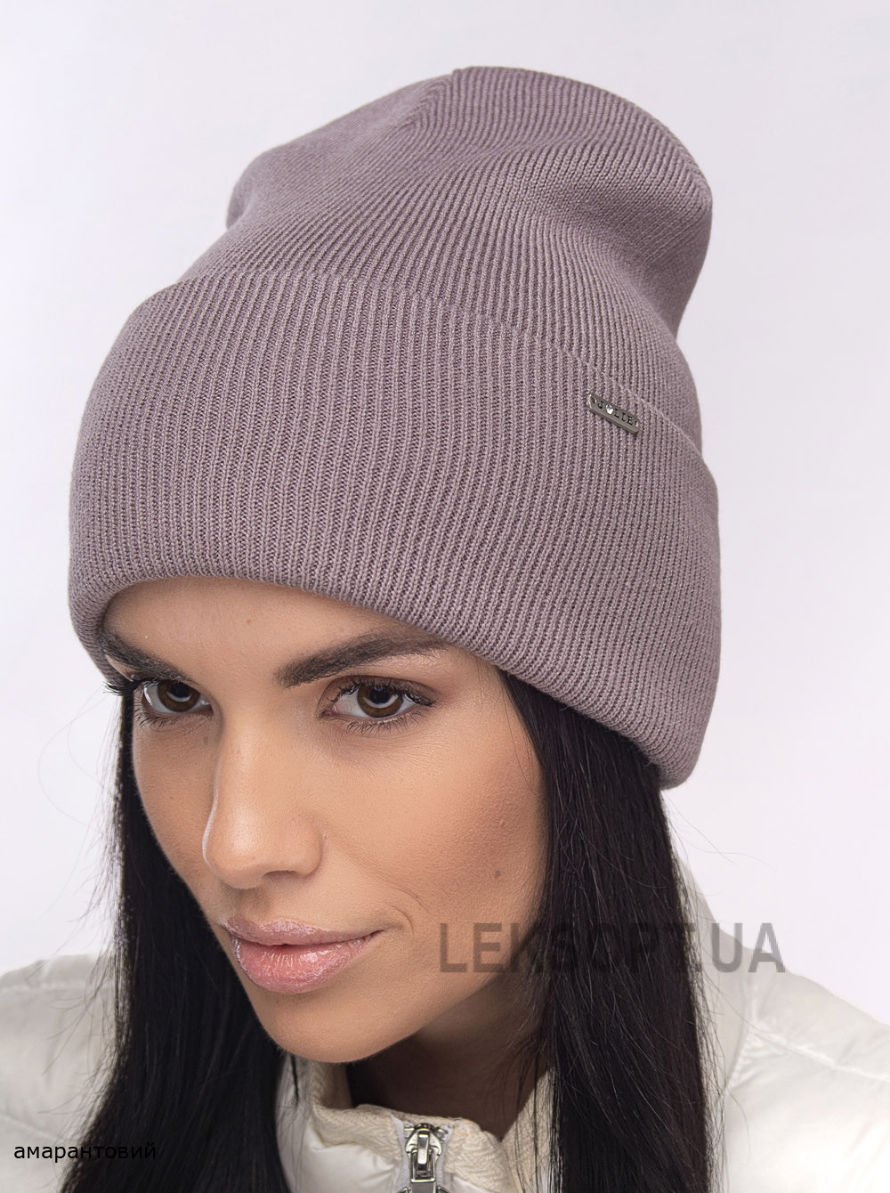 Жіноча шапка-ковпак з відворотом домiно