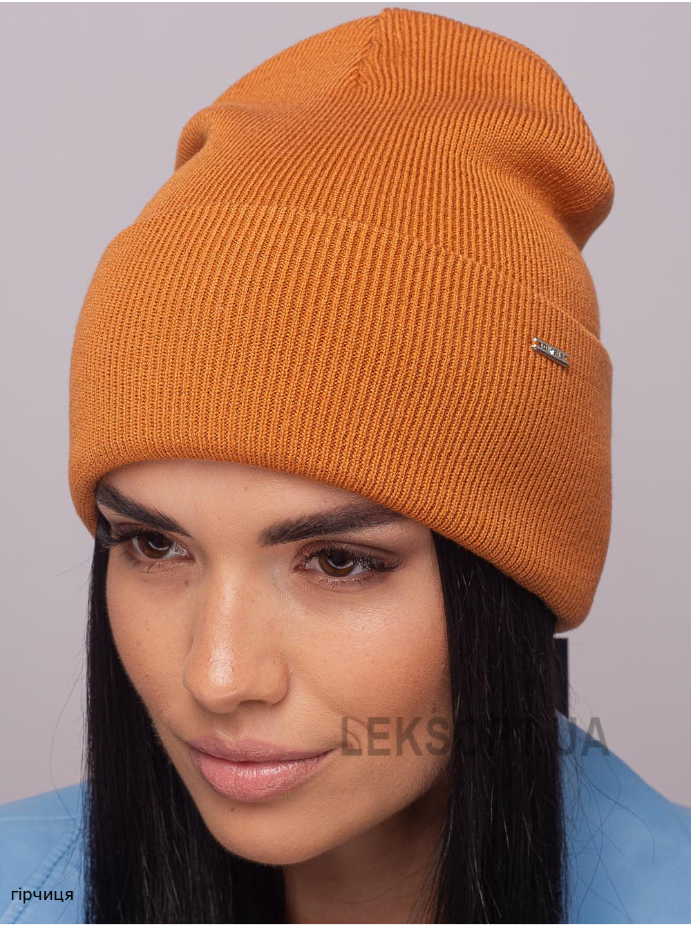 Жіноча шапка-ковпак з відворотом домiно