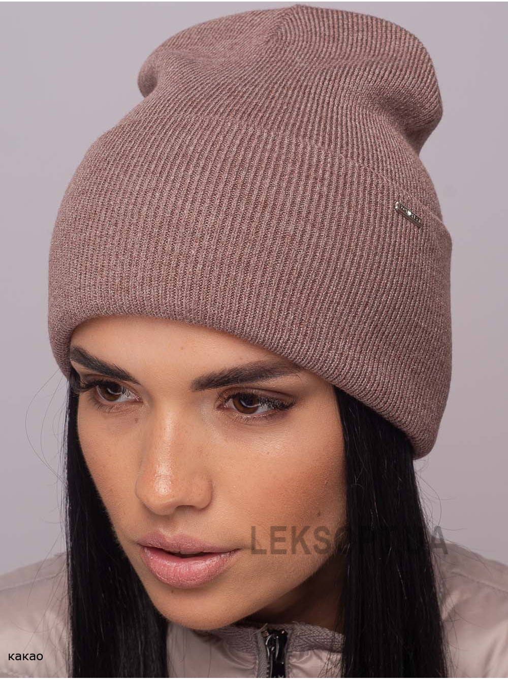 Жіноча шапка-ковпак з відворотом домiно