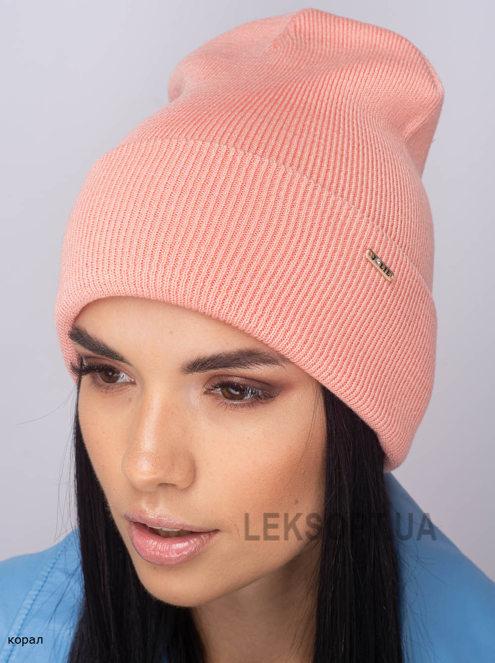 Жіноча шапка-ковпак з відворотом домiно