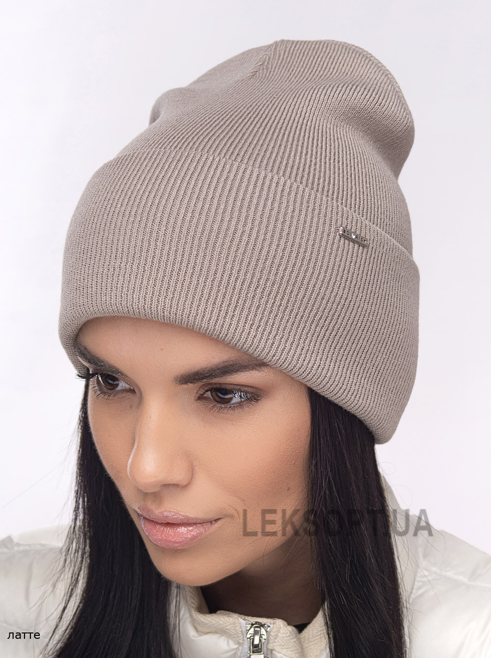 Жіноча шапка-ковпак з відворотом домiно