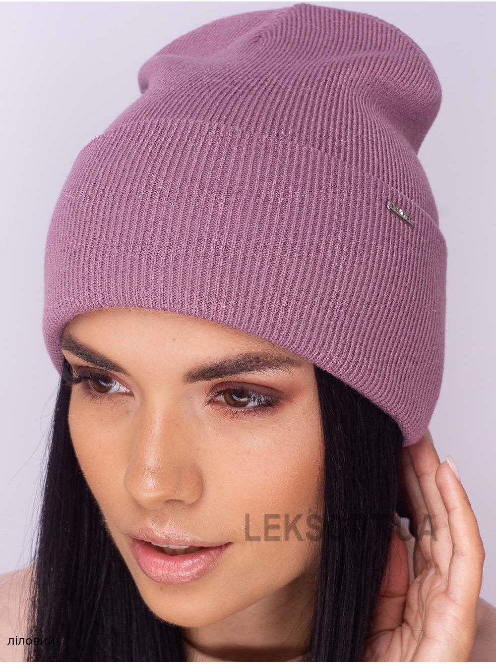 Жіноча шапка-ковпак з відворотом домiно