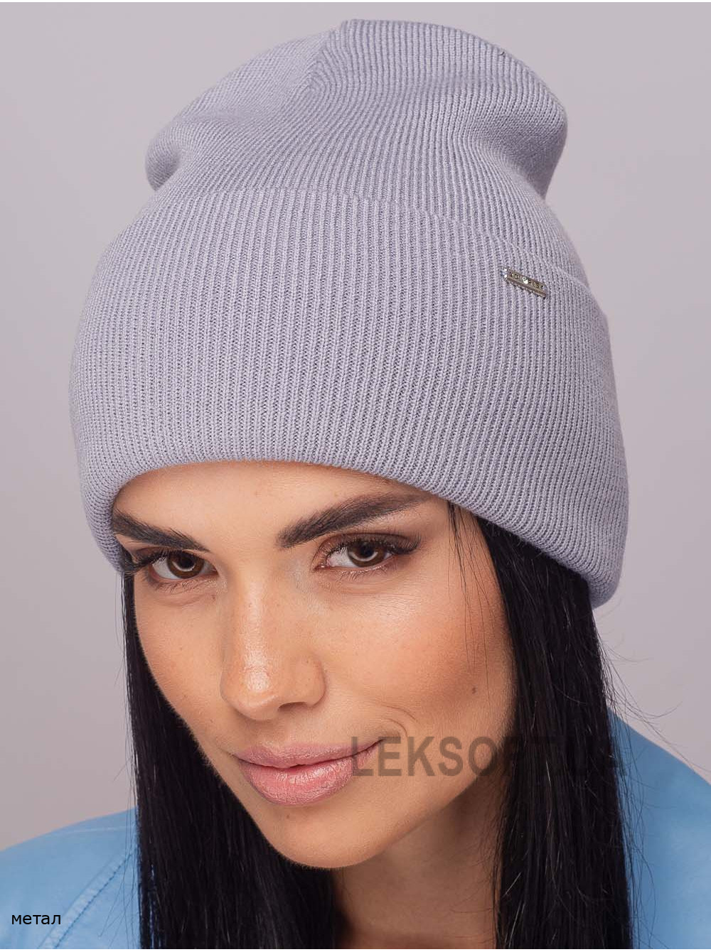 Жіноча шапка-ковпак з відворотом домiно