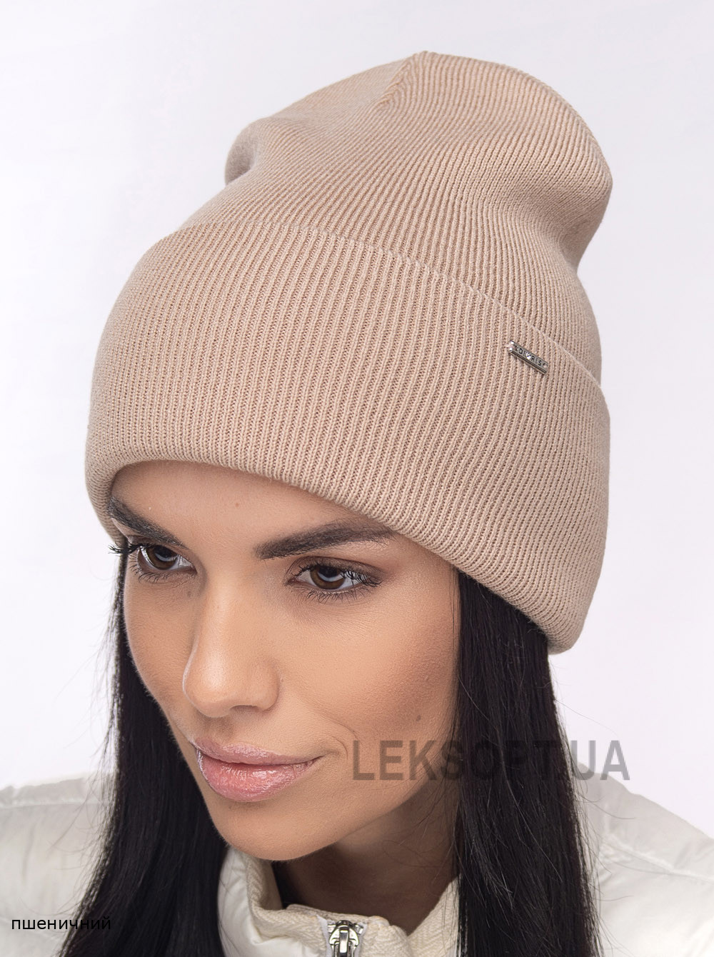 Жіноча шапка-ковпак з відворотом домiно