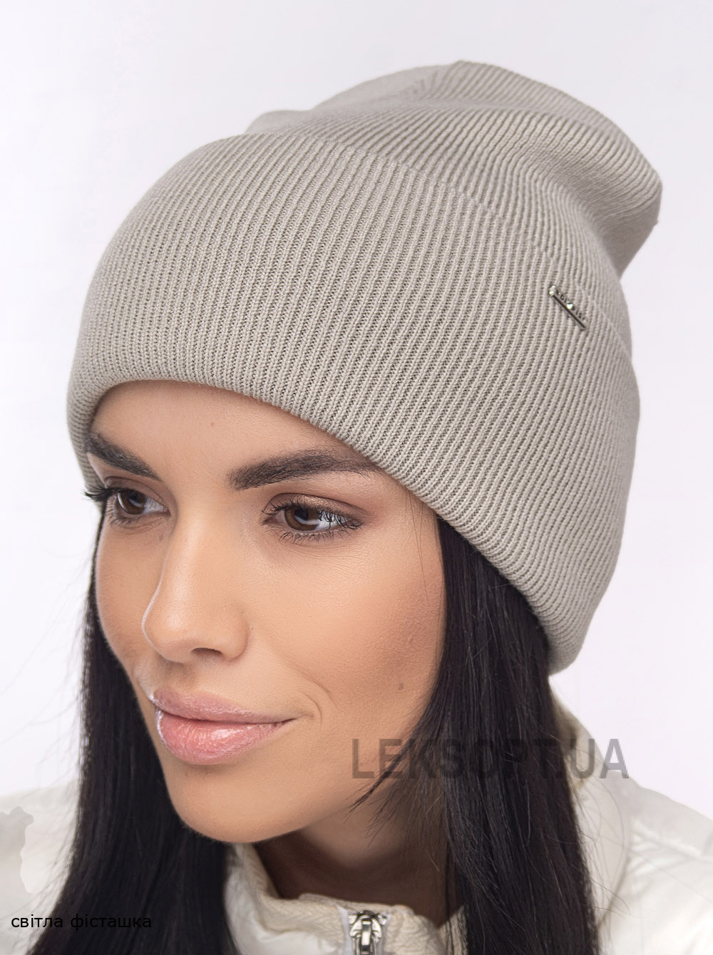 Жіноча шапка-ковпак з відворотом домiно