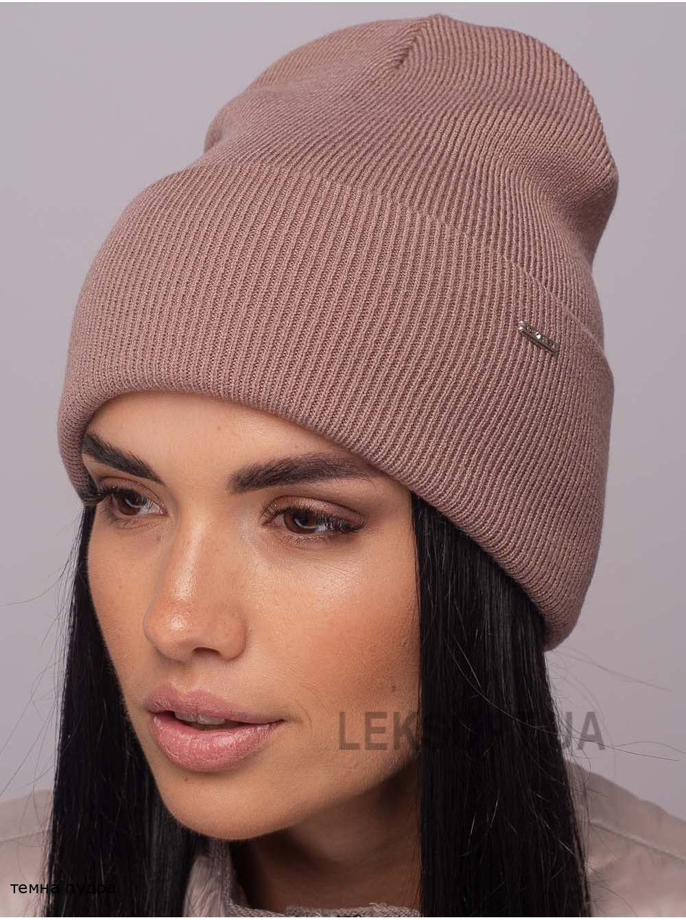 Жіноча шапка-ковпак з відворотом домiно