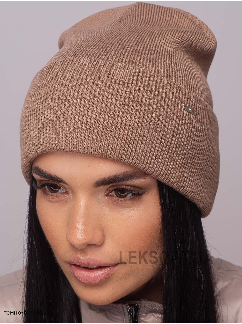 Жіноча шапка-ковпак з відворотом домiно