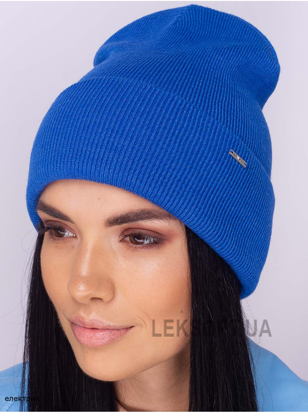 Жіноча шапка-ковпак з відворотом домiно