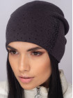 Придбати Жіноча шапка-ковпак зі стразами Ладья антрацит
