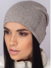 Придбати Жіноча шапка-ковпак зі стразами Ладья сірий меланж