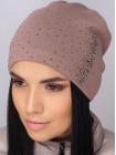 Придбати Жіноча шапка-ковпак зі стразами Ладья темна пудра