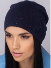 Придбати Жіноча шапка-ковпак зі стразами Ладья темно синій