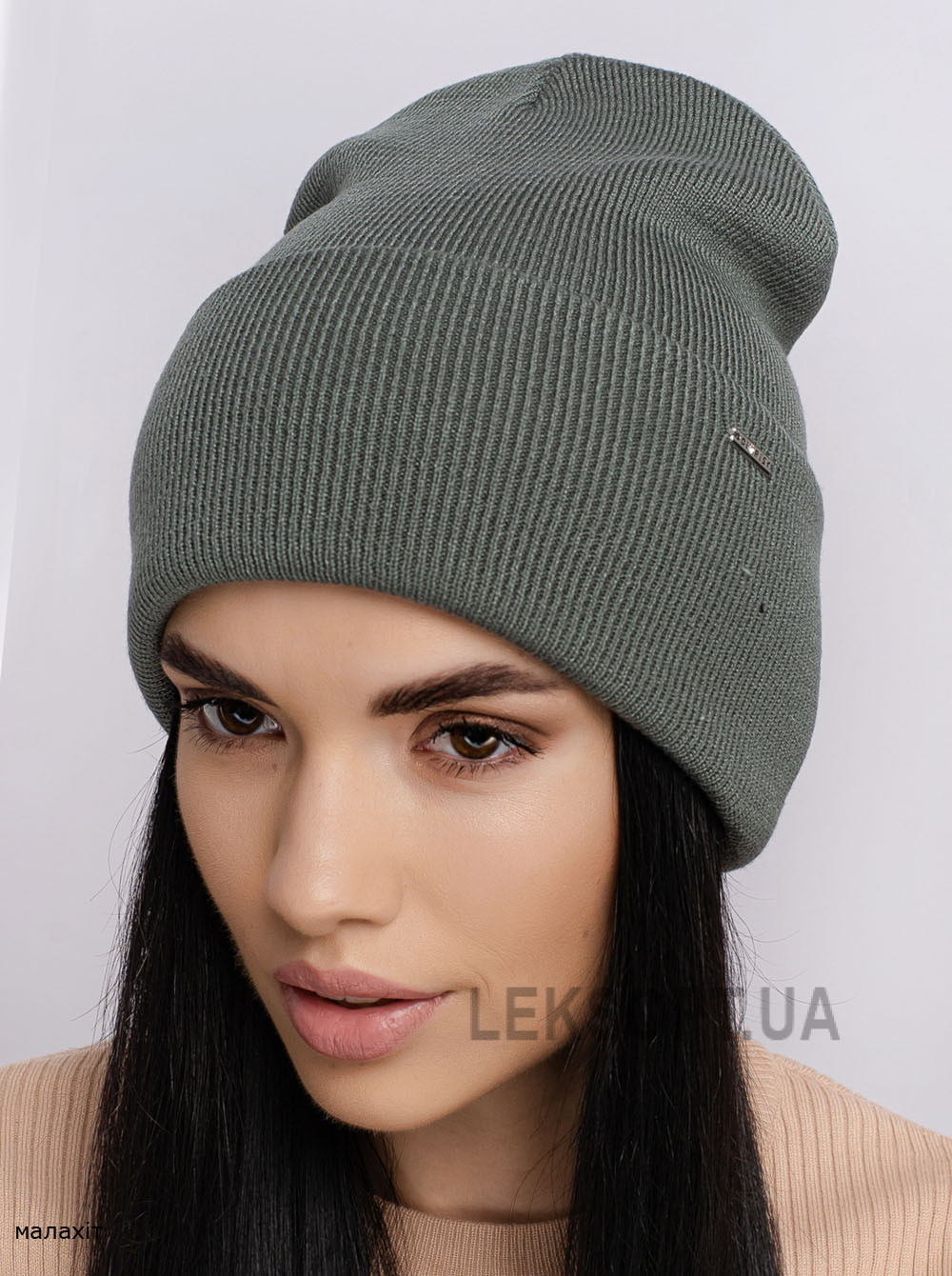 Жіноча шапка-ковпак з відворотом домiно