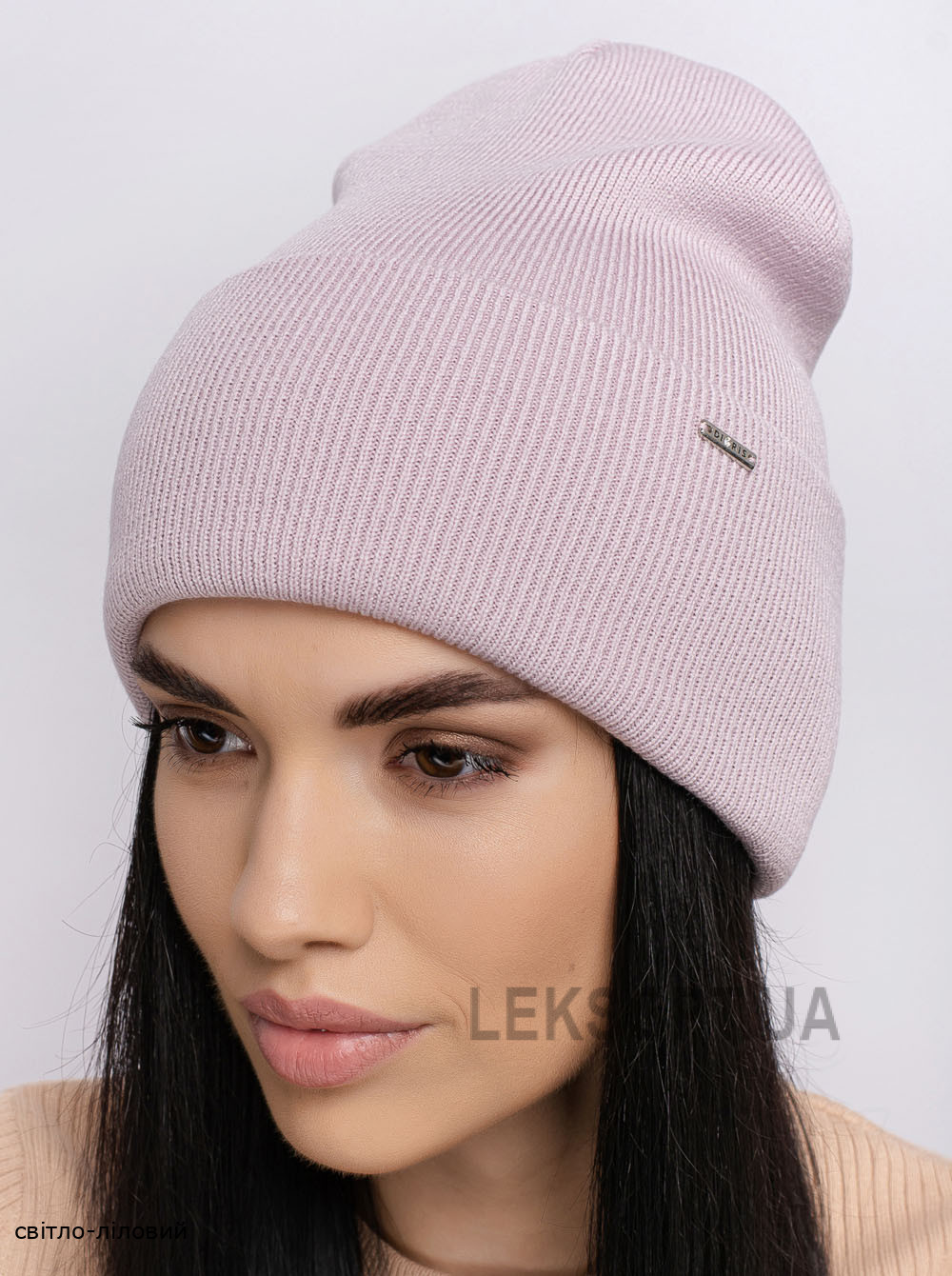 Жіноча шапка-ковпак з відворотом домiно